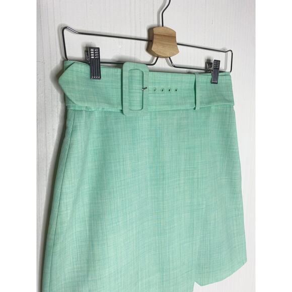 & OTHER STORIES Mint Green Belted Tailored Overlap Mini Skirt US 4 - Picture 11 of 15